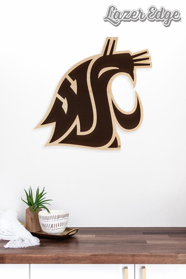 Washington State University Cougar Wall Hanging - Crafted from Cherry or Maple Wood - Washington State Cougars