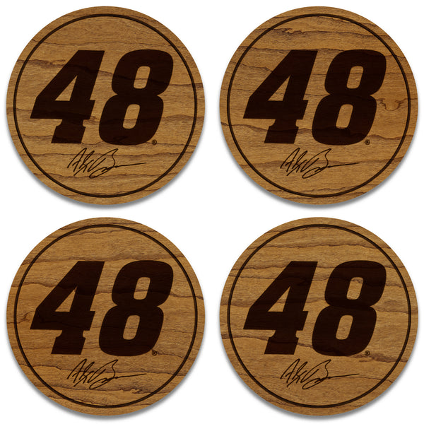 Alex Bowman #48 Wooden Coaster  | Crafted from Cherry and Maple Wood | Made in USA | Officially Licensed by Hendrick Motorsports