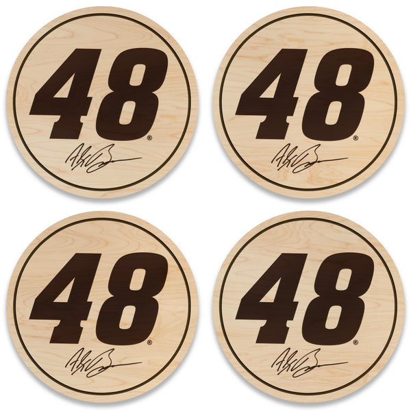 Alex Bowman #48 Wooden Coaster  | Crafted from Cherry and Maple Wood | Made in USA | Officially Licensed by Hendrick Motorsports