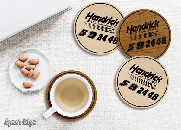 Hendrick Motorsports Drivers Wooden Coaster 4-Pack | Crafted from Cherry and Maple Wood | Made in USA | Officially Licensed by Hendrick Motorsports
