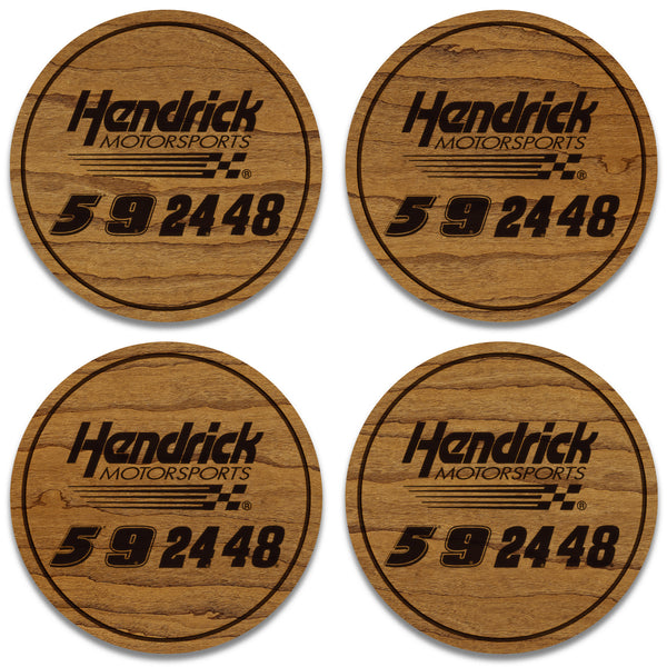 Hendrick Motorsports Drivers Wooden Coaster 4-Pack | Crafted from Cherry and Maple Wood | Made in USA | Officially Licensed by Hendrick Motorsports