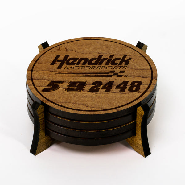 Hendrick Motorsports Drivers Wooden Coaster 4-Pack | Crafted from Cherry and Maple Wood | Made in USA | Officially Licensed by Hendrick Motorsports
