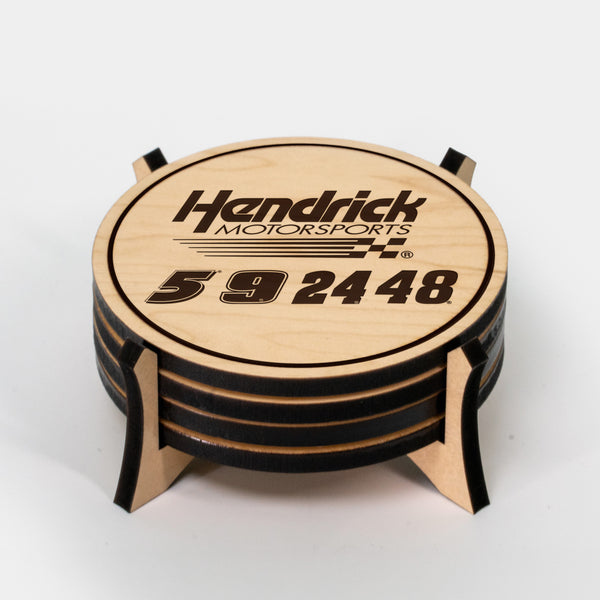 Hendrick Motorsports Drivers Wooden Coaster 4-Pack | Crafted from Cherry and Maple Wood | Made in USA | Officially Licensed by Hendrick Motorsports