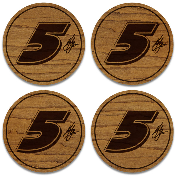 Kyle Larson #5 Wooden Coaster  | Crafted from Cherry and Maple Wood | Made in USA | Officially Licensed by Hendrick Motorsports