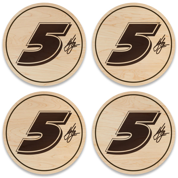 Kyle Larson #5 Wooden Coaster  | Crafted from Cherry and Maple Wood | Made in USA | Officially Licensed by Hendrick Motorsports