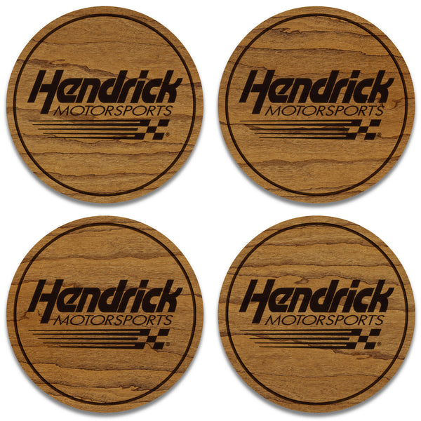 Hendrick Motorsports Wooden Coaster 4-Pack | Crafted from Cherry and Maple Wood | Made in USA | Officially Licensed by Hendrick Motorsports