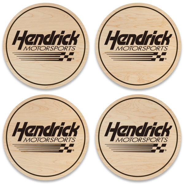 Hendrick Motorsports Wooden Coaster 4-Pack | Crafted from Cherry and Maple Wood | Made in USA | Officially Licensed by Hendrick Motorsports