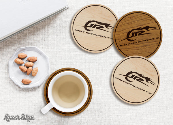 JR Motorsports Wooden Coaster  | Crafted from Cherry and Maple Wood | Made in USA | Officially Licensed by JR Motorsports