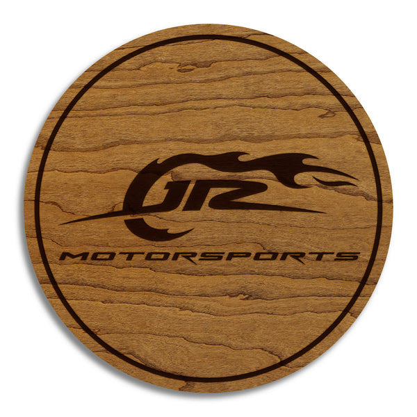JR Motorsports Wooden Coaster  | Crafted from Cherry and Maple Wood | Made in USA | Officially Licensed by JR Motorsports