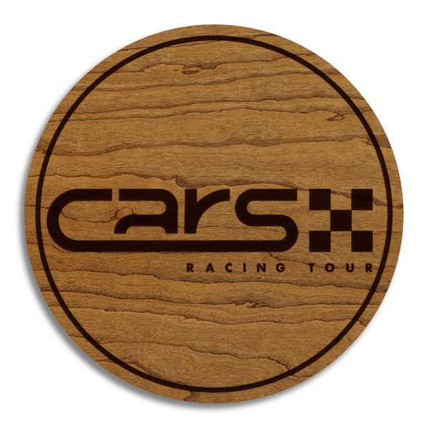 Cars Racing Tour Wooden Coaster  | Crafted from Cherry and Maple Wood | Made in USA | Officially Licensed by JR Motorsports