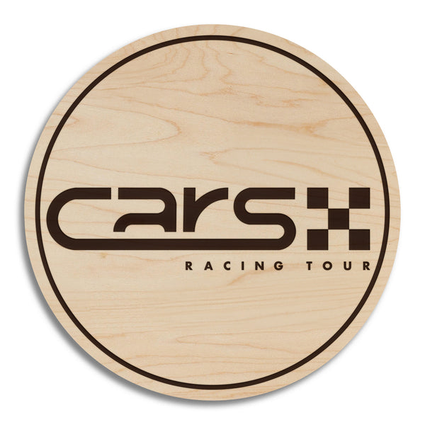 Cars Racing Tour Wooden Coaster  | Crafted from Cherry and Maple Wood | Made in USA | Officially Licensed by JR Motorsports