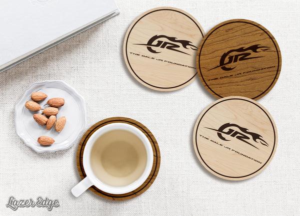 Dale Jr Foundation Wooden Coaster  | Crafted from Cherry and Maple Wood | Made in USA | Officially Licensed by JR Motorsports