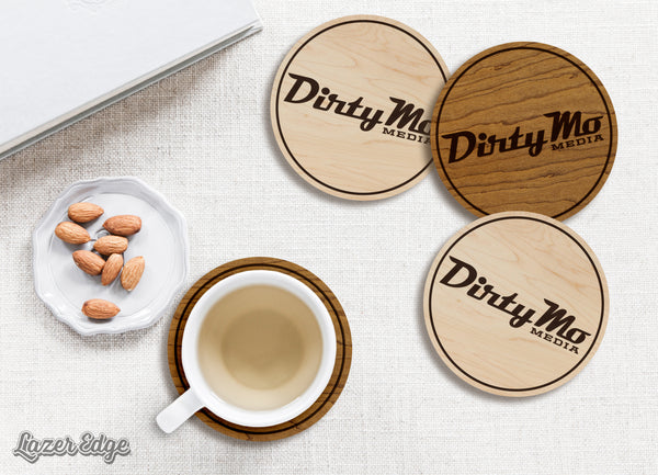 Dirty Mo Media Wooden Coaster  | Crafted from Cherry and Maple Wood | Made in USA | Officially Licensed by JR Motorsports