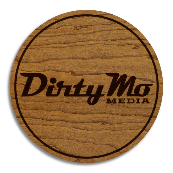 Dirty Mo Media Wooden Coaster  | Crafted from Cherry and Maple Wood | Made in USA | Officially Licensed by JR Motorsports