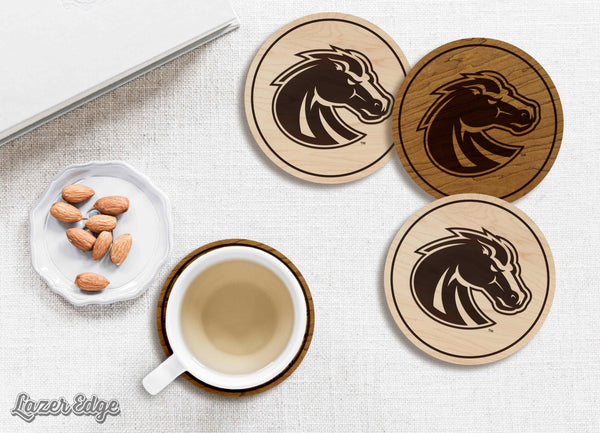 Boise State University Broncos Coaster – Crafted from Cherry or Maple Wood – Boise State Broncos