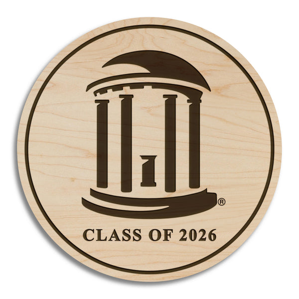 University of North Carolina Chapel Hill Old Well Class of 2026 Coaster – Crafted from Cherry or Maple Wood – UNC Tarheels