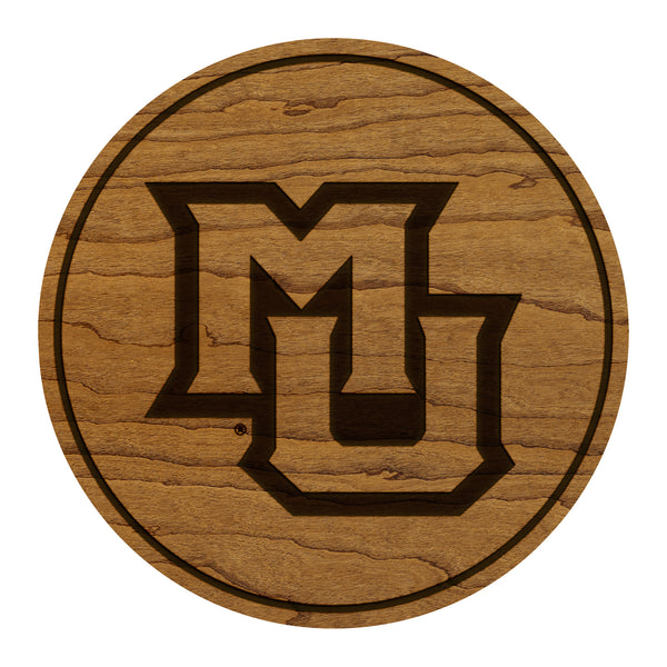 Marquette University Interlocked MU Coaster – Crafted from Cherry or Maple Wood – Marquette Golden Eagles