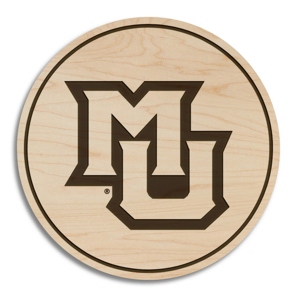 Marquette University Interlocked MU Coaster – Crafted from Cherry or Maple Wood – Marquette Golden Eagles