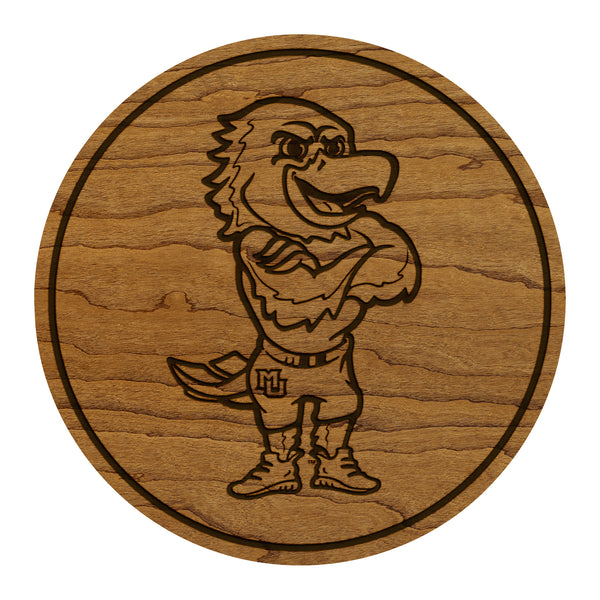 Marquette University Iggy Mascot Coaster – Crafted from Cherry or Maple Wood – Marquette Golden Eagles