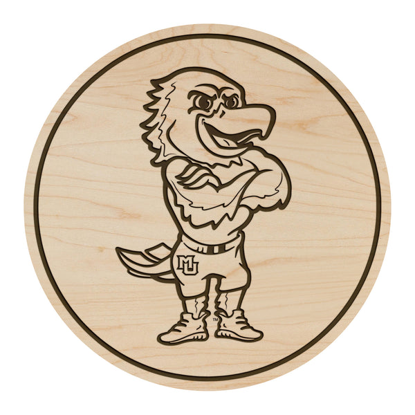 Marquette University Iggy Mascot Coaster – Crafted from Cherry or Maple Wood – Marquette Golden Eagles