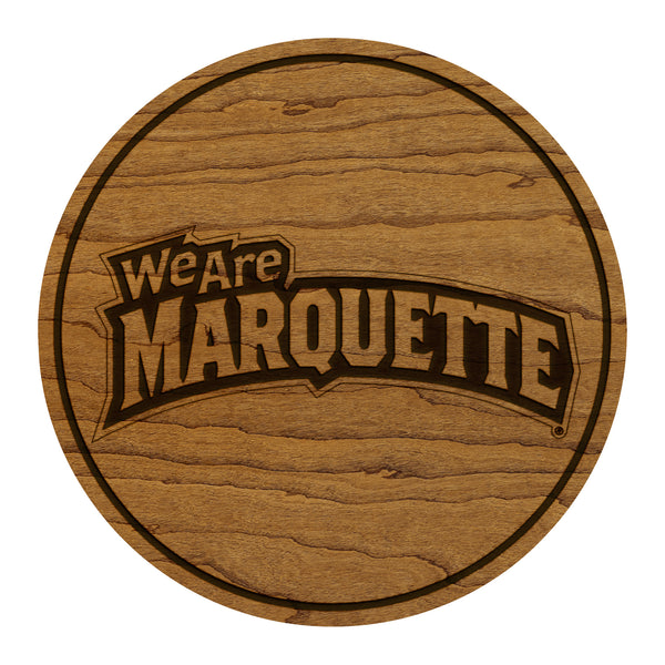 Marquette University We Are Marquette Coaster – Crafted from Cherry or Maple Wood – Marquette Golden Eagles