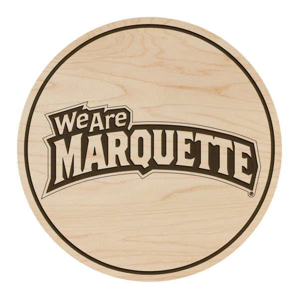 Marquette University We Are Marquette Coaster – Crafted from Cherry or Maple Wood – Marquette Golden Eagles