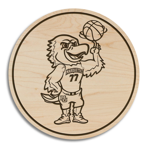 Marquette University Iggy Basketball Coaster – Crafted from Cherry or Maple Wood – Marquette Golden Eagles
