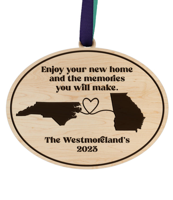 Custom Connected States Maple Ornament