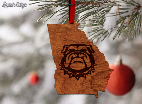 Georgia Ornament University of Georgia Athletic Bulldog Mark on State
