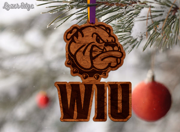 Western Illinois University Ornament Bulldog Head WIU