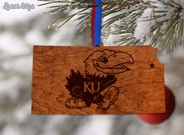 Kansas University Ornament Jayhawk on State