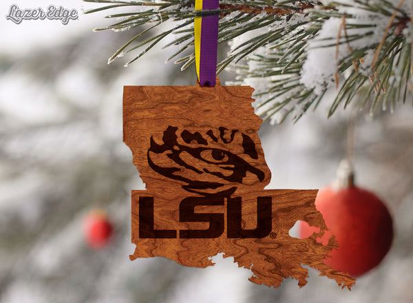LSU Ornament Tiger Eye on State
