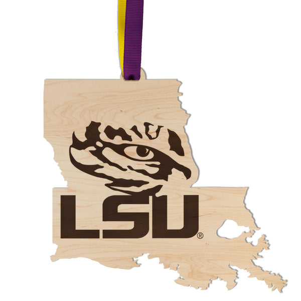 LSU Ornament Tiger Eye on State