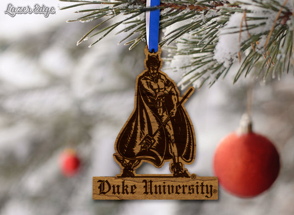 Duke Blue Devils Gothic Logo Ornament – Crafted from Cherry and Maple Wood – Duke University
