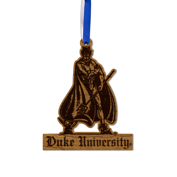 Duke Blue Devils Gothic Logo Ornament – Crafted from Cherry and Maple Wood – Duke University
