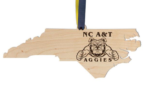 NC A&T Ornament AT Bulldog With Biceps on Outline