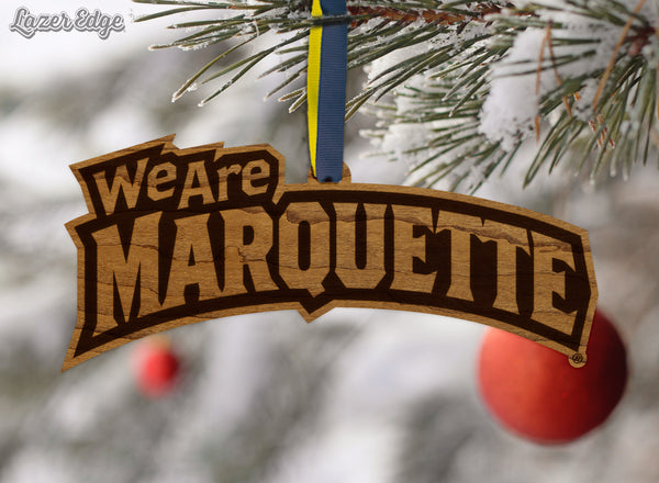 Marquette University We Are Marquette Ornament – Crafted from Cherry and Maple Wood – Marquette Golden Eagles