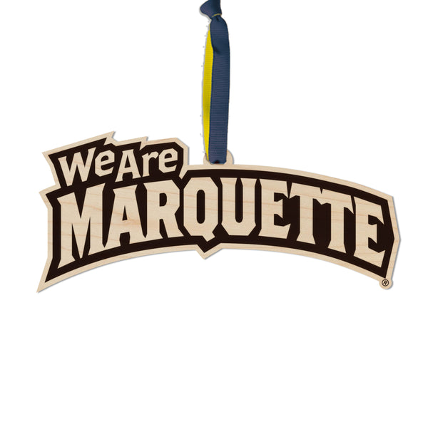 Marquette University We Are Marquette Ornament – Crafted from Cherry and Maple Wood – Marquette Golden Eagles