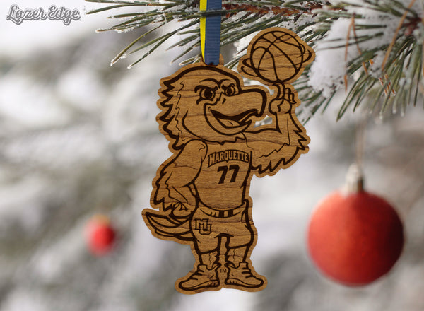 Marquette University Iggy Basketball Ornament – Crafted from Cherry and Maple Wood – Marquette Golden Eagles