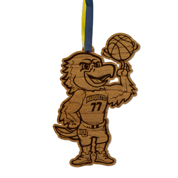 Marquette University Iggy Basketball Ornament – Crafted from Cherry and Maple Wood – Marquette Golden Eagles