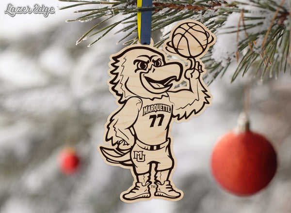 Marquette University Iggy Basketball Ornament – Crafted from Cherry and Maple Wood – Marquette Golden Eagles
