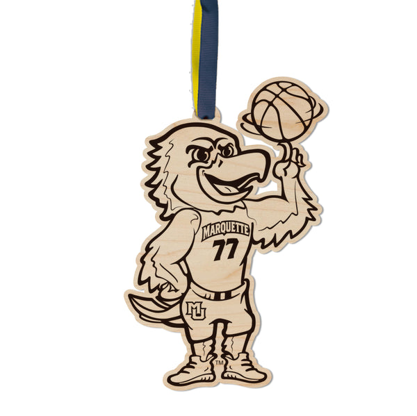 Marquette University Iggy Basketball Ornament – Crafted from Cherry and Maple Wood – Marquette Golden Eagles