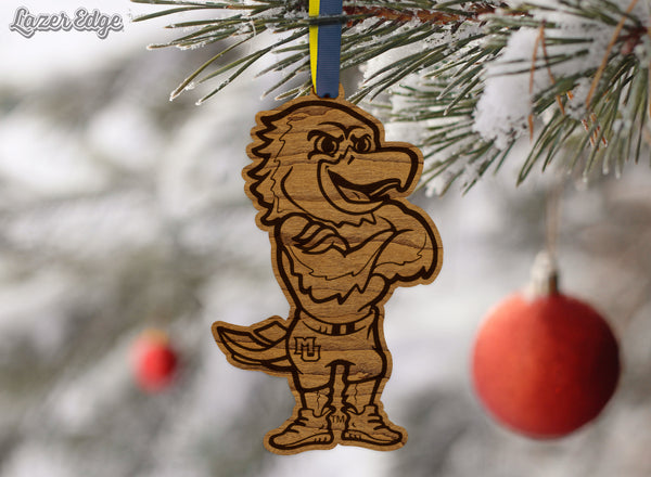 Marquette University Iggy Ornament – Crafted from Cherry and Maple Wood – Marquette Golden Eagles