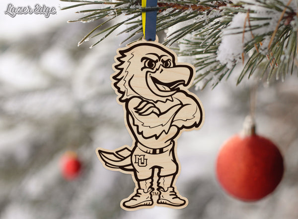 Marquette University Iggy Ornament – Crafted from Cherry and Maple Wood – Marquette Golden Eagles