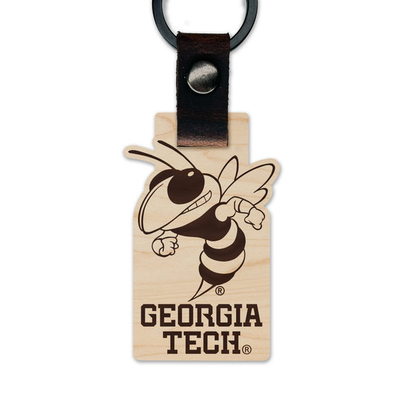 Georgia Tech Wooden Keychain
