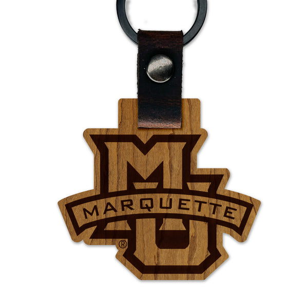 Marquette University Logo Wooden Keychain