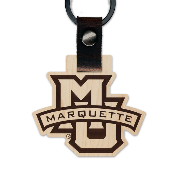 Marquette University Logo Wooden Keychain