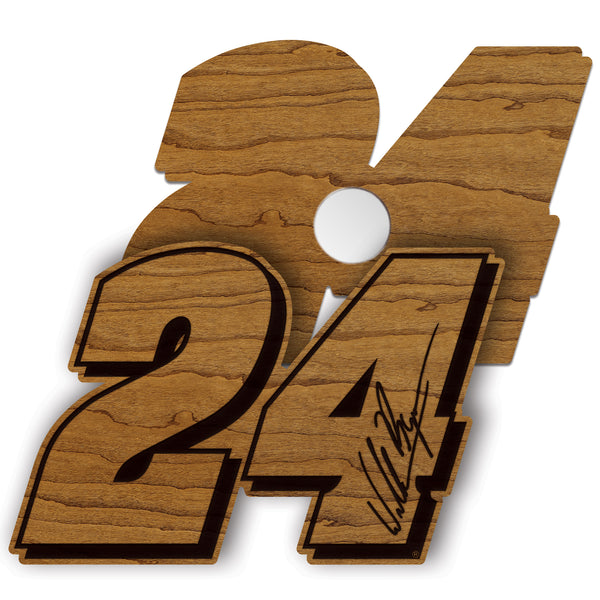 William Byron #24 Wooden Magnet 2 Pack | Crafted from Cherry and Maple Wood | Made in USA | Officially Licensed by Hendrick Motorsport