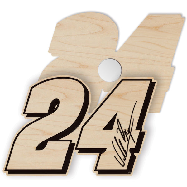 William Byron #24 Wooden Magnet 2 Pack | Crafted from Cherry and Maple Wood | Made in USA | Officially Licensed by Hendrick Motorsport