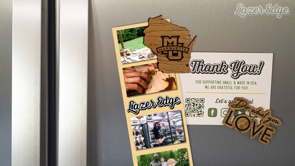Marquette University Logo on Wisconsin Magnet - Crafted from Cherry or Maple Wood - Marquette Golden Eagles